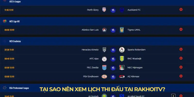 Tại sao bạn nên chọn RAKHOITV để xem lịch thi đấu? Tại sao bạn nên chọn RAKHOITV để xem lịch thi đấu?